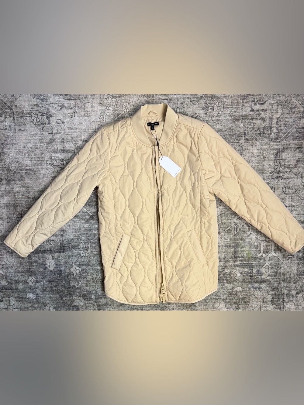 Universal Standard Sophia Quilted Bomber Jacket Beige 2XS (Fits US 6/8) NWT